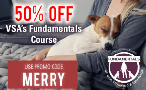 Get 50% off VSA's Fundamentals of Dog Training & Behavior Course with promo code MERRY